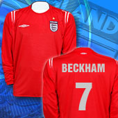 England Away Long Sleeved Shirt - 2004/06 with Beckham 7 printing.