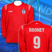 England Away Long Sleeved Shirt - 2004/06 with Rooney 9 printing.