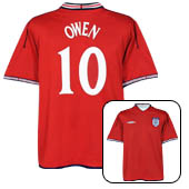 England Away Shirt 2002/04 with Owen 10 printing.
