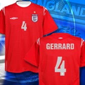 England Away Shirt - 2004/06 with Gerrard 4 printing.