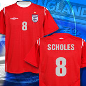 England Away Shirt - 2004/06 with Scholes 8 printing.