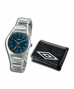 Umbro Youth Watch with S/Steel Bracelet and Black Wallet