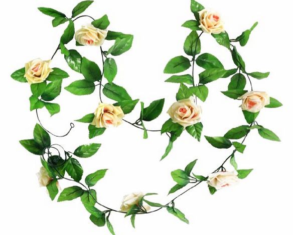 Umiwe TM) Artificial Fake Hanging Vine Plant Rose Leaves Garland Home Garden Wall Decoration With Umiwe Accessory