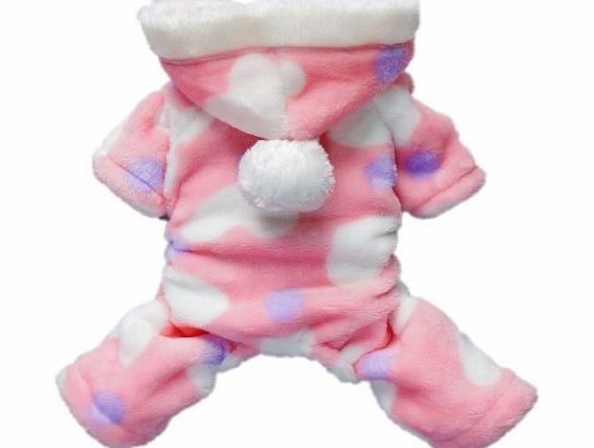 Umiwe TM) Cute Cozy Coral Fleece Sweetie Lovely Heart Dog Coat/Jumpsuit/Hoodie/Pet Clothes-Pink (Small Size) With Umiwe Accessory Peeler