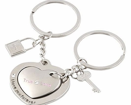 Umiwe TM) Wedding Anniversary Gift Heart to Heart Love Keychain Letter Key Ring for Couple Lover,Silver With Umiwe Accessory