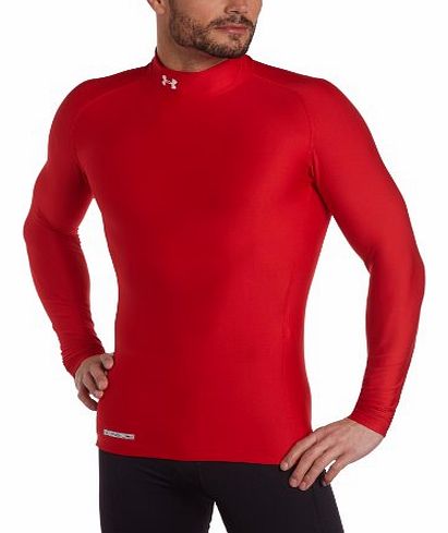 Under Armour ColdGear Compression Evo Mock Mens Longsleeve - Red/Red/White, XL