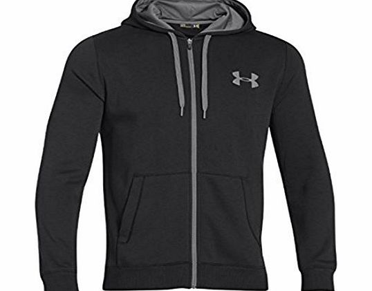 Under Armour Mens Rival Full Zipped Hoody Long Sleeve Hooded Top Jumper Jacket Black M