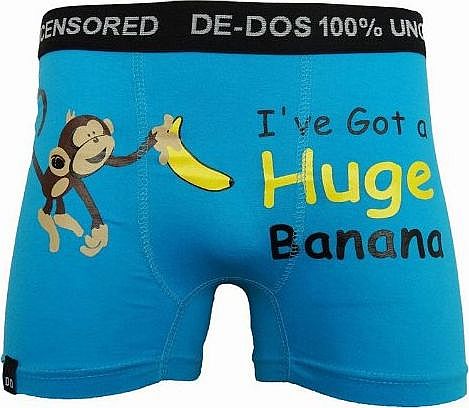 Undercover Mens DE-DOS Novelty Boxers Ive Got A Huge Banana - Blue XL