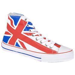 Underground Male London Union Jack Textile Upper Textile Lining Fashion Trainers in White