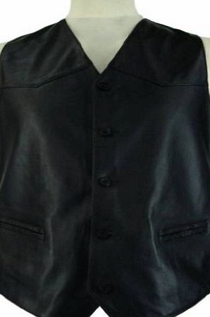 Mens Real leather Waist coat Black (3XL)