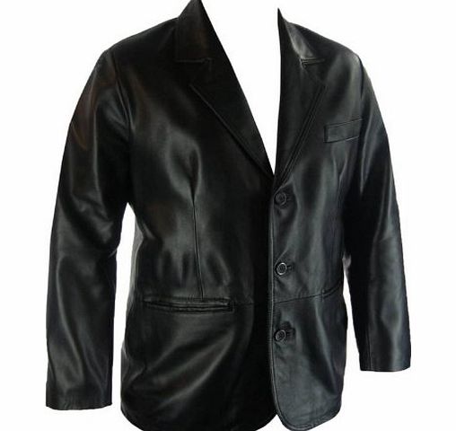 UNICORN Mens Real Leather Jacket Classic Suit Blazer Black #G4 (4XL)