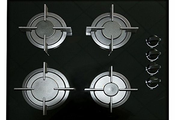 600mm 4 Burner Built-in Black Ceramic Glass Gas Hob with Flame Failure Device & Fast Delivery