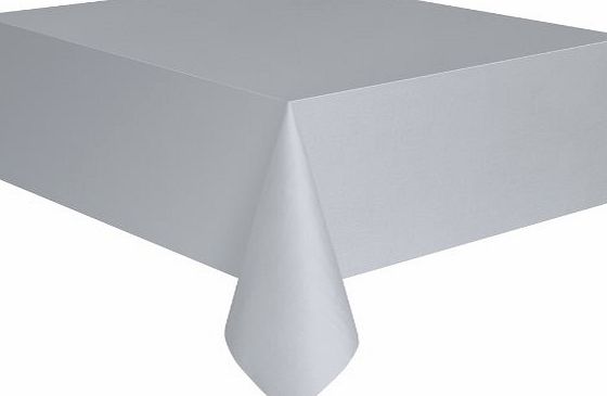 Unique Party Silver Plastic Tablecloth, 9ft x 4.5ft