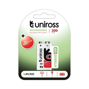 Uniross 200 Series 9V Rehchargeable Battery