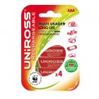 UniRoss 4 x AAA Longlife Hybrio Rechargeable Batteries