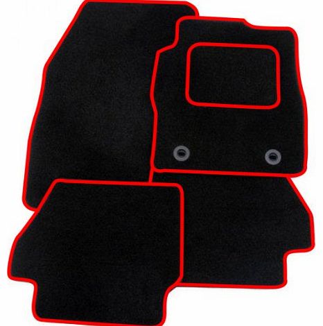 CITROEN C1 (2005-ONWARD) BLACK + RED TRIM TAILORED CAR FLOOR MATS CARPET