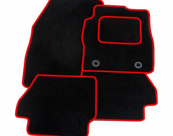 TOYOTA YARIS (2006-2011) BLACK + RED TRIM TAILORED CAR FLOOR MATS CARPET