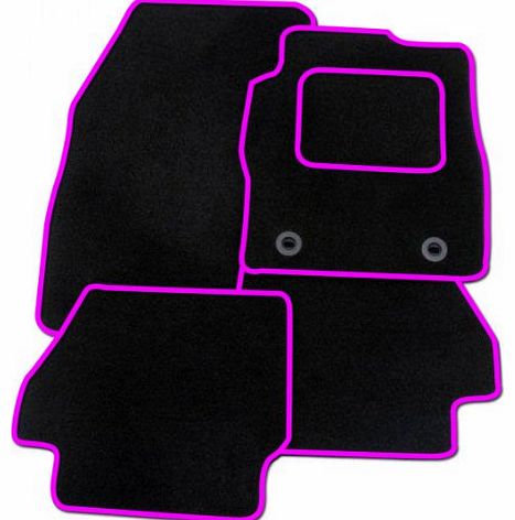VAUXHALL CORSA D (2007-ONWARD) BLACK + PINK TRIM TAILORED CAR FLOOR MATS CARPET