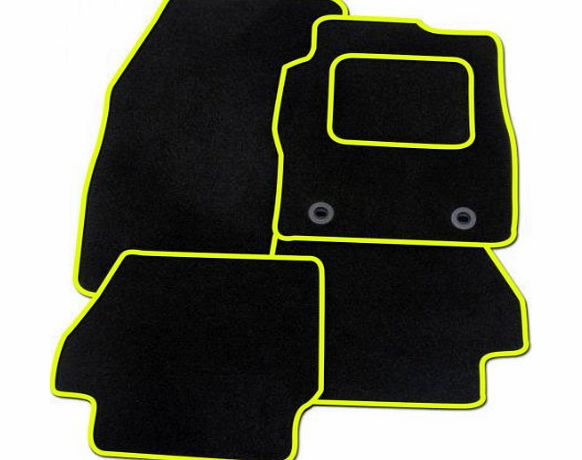 VAUXHALL CORSA D (2007-ONWARD) BLACK + YELLOW TRIM TAILORED CAR FLOOR MATS CARPET