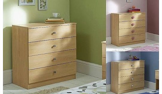 Childrens Bedroom Furniture - 4 Drawer Chest of Drawers - Beech