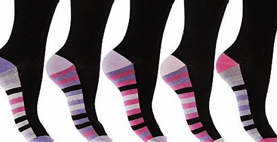 Womens/Ladies Patterned Cotton Rich Casual Socks (Pack Of 5) (UK Shoe 4-8, EUR 37-42) (Design 1)