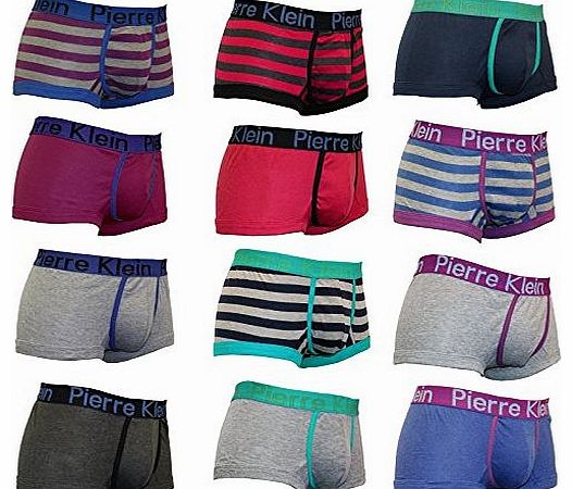 Mens 12 Pack Pierre Klein Underwear Fashion Jersey Boxer Shorts Style 1- Large