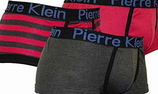 Mens 3 Pack Pierre Klein Underwear Fashion Jersey Boxer Shorts Style 3- XX-Large
