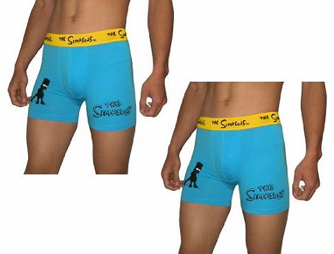 2 PACK: Mens The Simpsons Finest Boxer Shorts / Underwear Briefs - Blue (Size: XS)