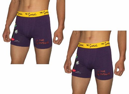 2 PACK: Mens The Simpsons Finest Boxer Shorts / Underwear Briefs - Purple (Size: S)