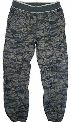 Boys Lined Army Camo Stretch Waist Cargo Combat Trousers sizes from 7 to 13 Years