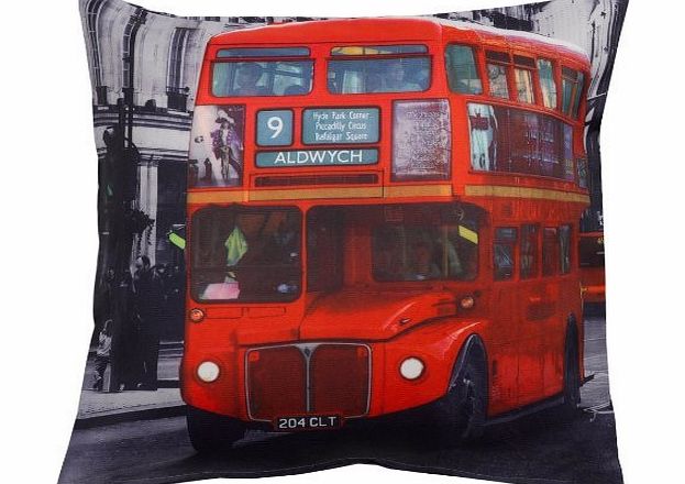 Unknown Decorative Scatter Cushion Covers Vintage Retro Style 17`` x 17`` Photo Printed Cover (London Bus)