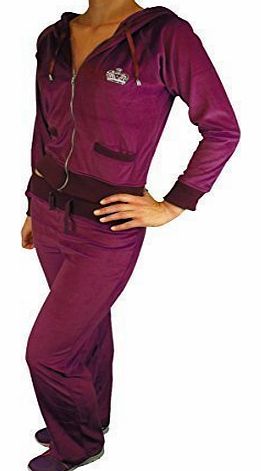 Unknown Ladies Womens Sexy Full Velour Tracksuit Jogging Hoody Suit Diamante Crown 8