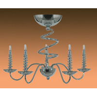Contemporary and stylish polished chrome ceiling fixture with swirling decoration. This fitting is p