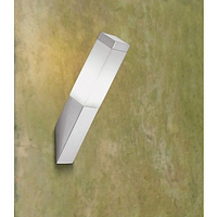 Contemporary stainless steel outdoor wall fitting with impact resistant polycarbonate diffuser. This