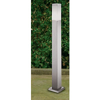 Contemporary stainless steel outdoor post fitting with impact resistant polycarbonate diffusers. Thi