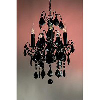 This is a stunning 5 light all back chandelier with jet black crystal droplets hanging from the blac