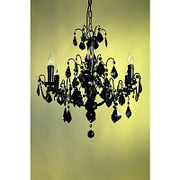 This is a stunning 6 light all back chandelier with jet black crystal droplets hanging from the blac