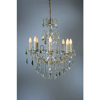 This is a stylish cream cracked 8 light chandelier with delicate crystal droplets and trimmings whic
