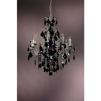 This is a stylish silver 8 light chandelier with delicate black crystal droplets and trimmings. Heig
