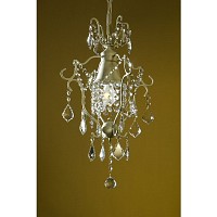 This single lamp chandelier has a stunning cream finish complemented with an arrangement of clear gl