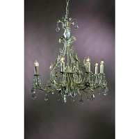 This is a stunning cream cracked 8 light chandelier with clear crystal droplets. Height - 85cm Diame