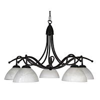 Stylish and contemporary hanging ceiling light in a black and brown finish complete with alabaster g