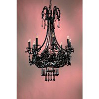 This is a stunning all black 8 light chandelier with black crystal droplets and trimmings. Height - 