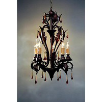 This is a unique chandelier with a very rustic look and feel to it. It is complemented with delicate