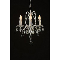 This White Enamel chandelier has clear crystal light bulbs dishes complemented with more clear cryst