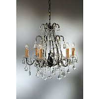 This is a stunning black 6 light chandelier with clear crystal droplets and trimmings. Height - 65cm