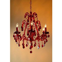 This is a stunning red 6 light chandelier with red crystal droplets and trimmings. If you