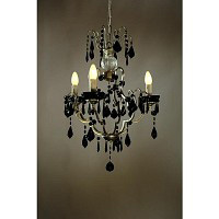 This is a stunning silver chandelier with black crystal trimmings and droplets. Height - 68cm Diamet
