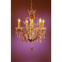 This is a more classic looking chandelier with a gold finish and then complemented with clear crysta