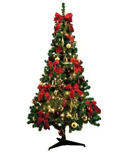 Unbranded 1.8m / 6ft Green Tree with 60 Piece Decorations